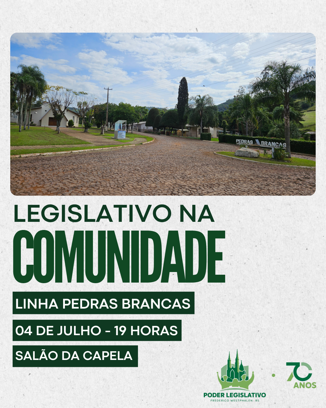 “Legislativo na Comunidade” da Linha Pedras Brancas tem nova data confirmada
