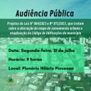 Atualização do Código de Edificações será tema de audiência pública na Câmara de Vereadores Atualização do Código de Edificações será tema de audiência pública na Câmara de Vereadores