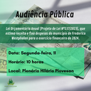 Audiência Pública irá debater Orçamento do Município para 2024 Audiência Pública irá debater Orçamento do Município para 2024