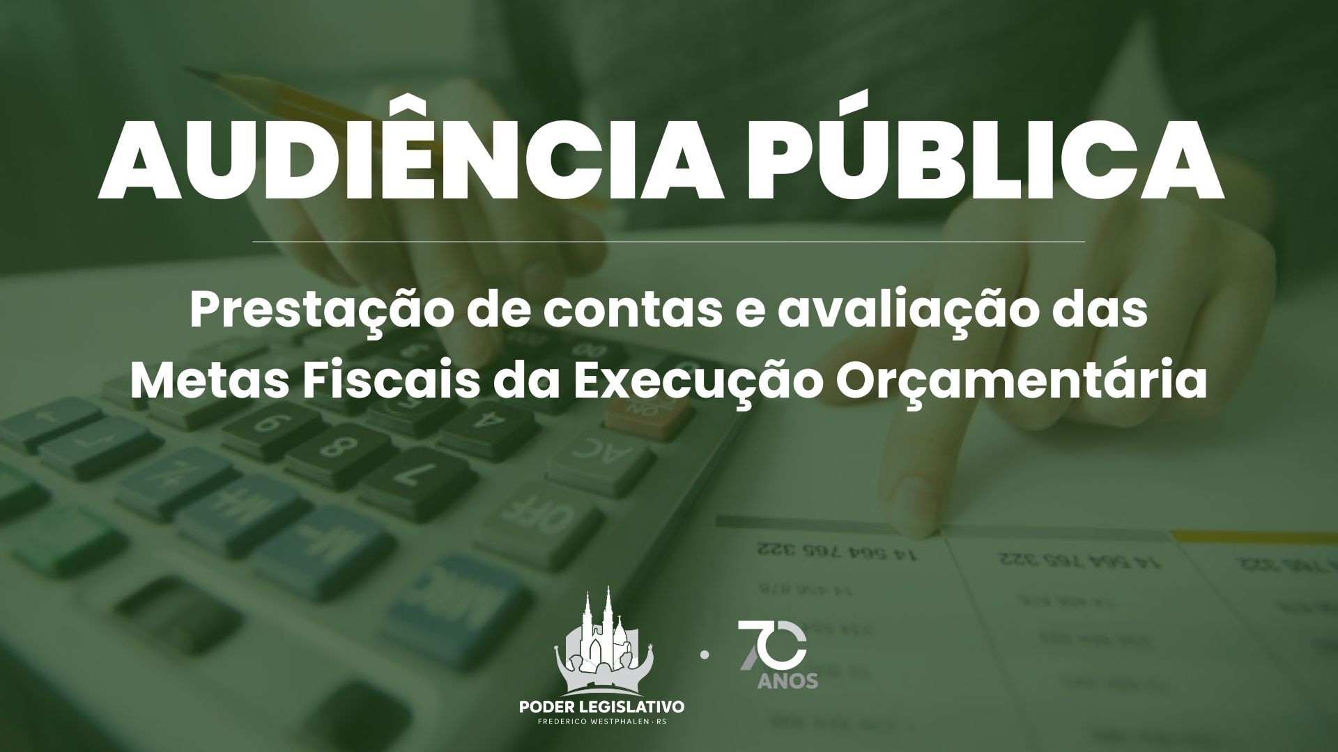Audiência pública na Câmara discutirá prestação de contas do Executivo Municipal do 2º quadrimestre de 2025