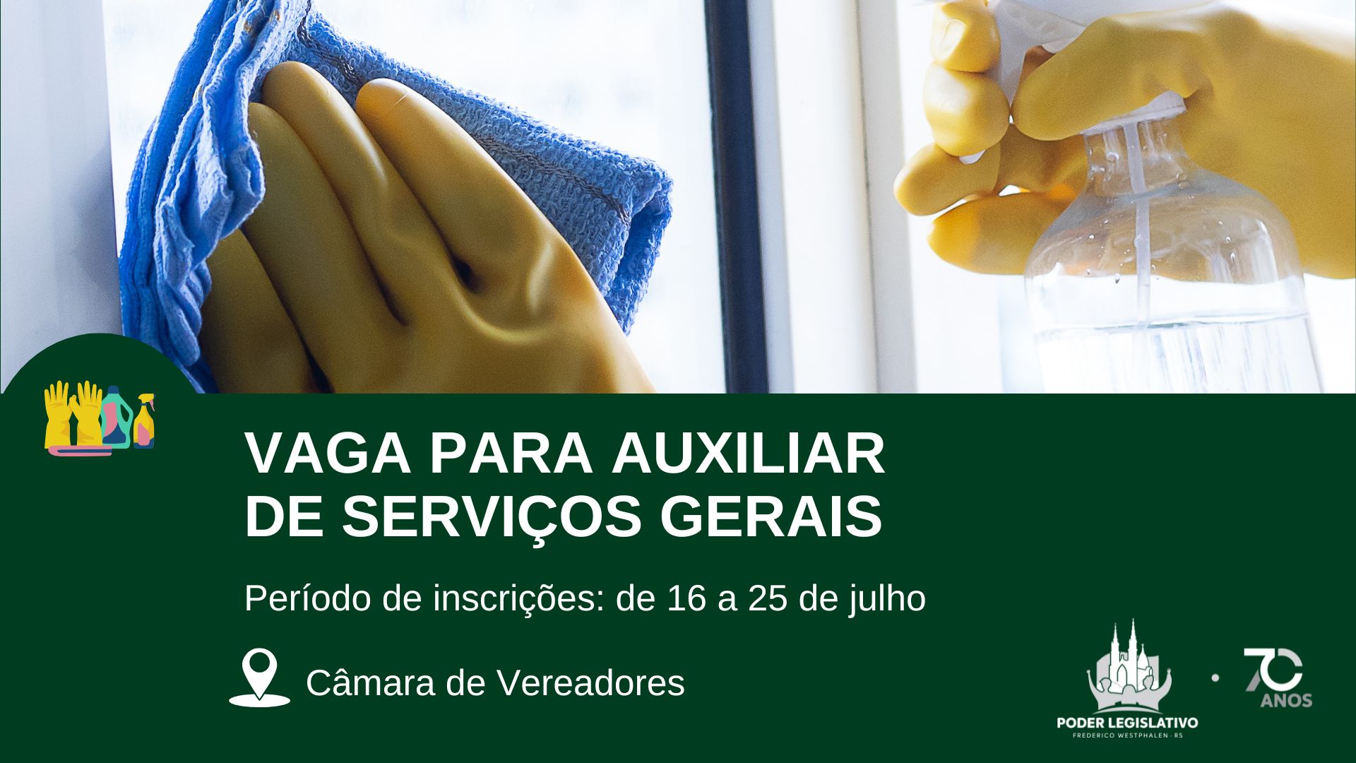 Câmara de Vereadores abre processo seletivo para auxiliar de serviços gerais