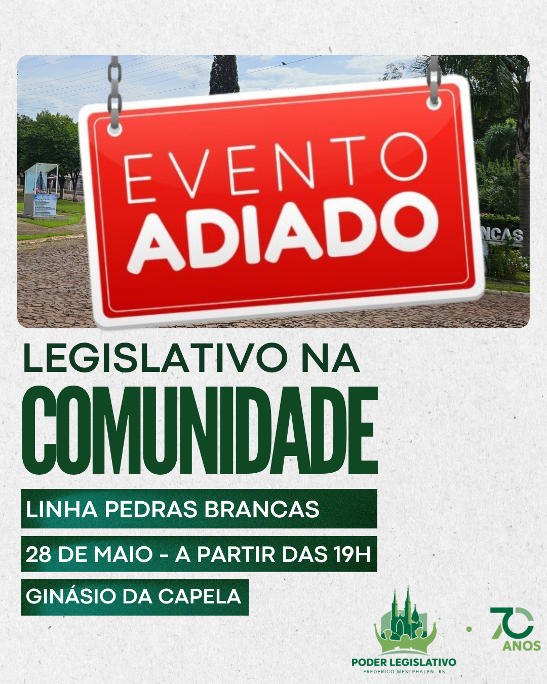 Câmara de Vereadores adia 2ª edição do Legislativo na Comunidade desta quarta-feira, 28