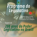 Câmara de Vereadores terá programa especial alusivo aos 200 anos do Poder Legislativo no Brasil
