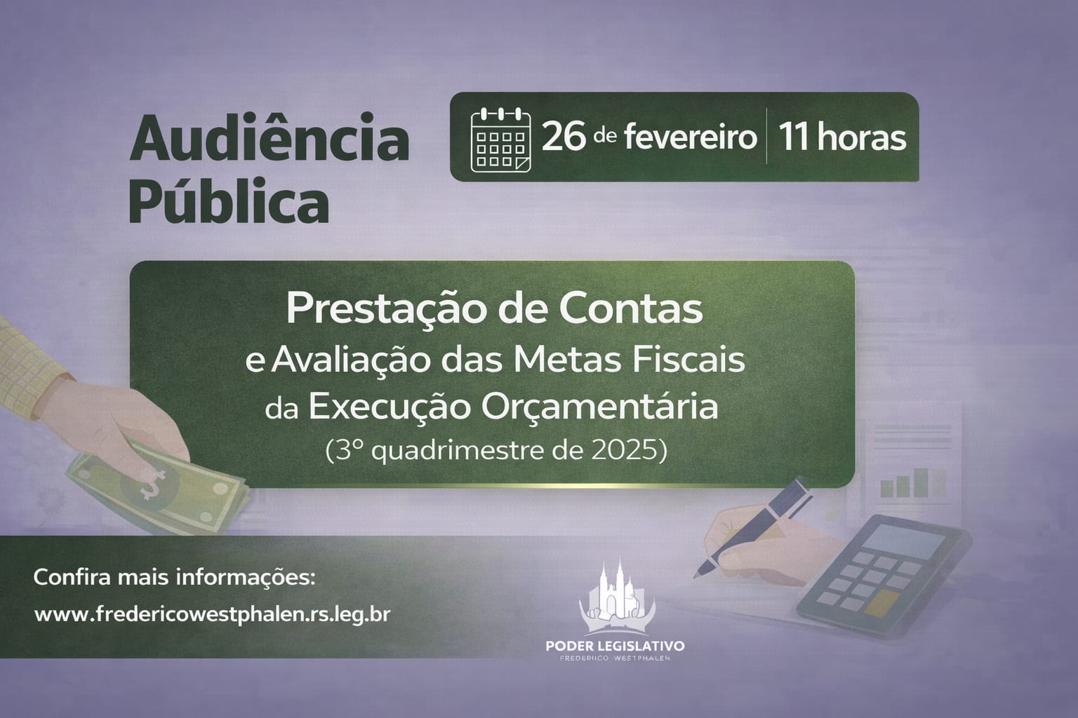 Câmara realizará primeira audiência pública de 2026 para avaliação das Metas Fiscais