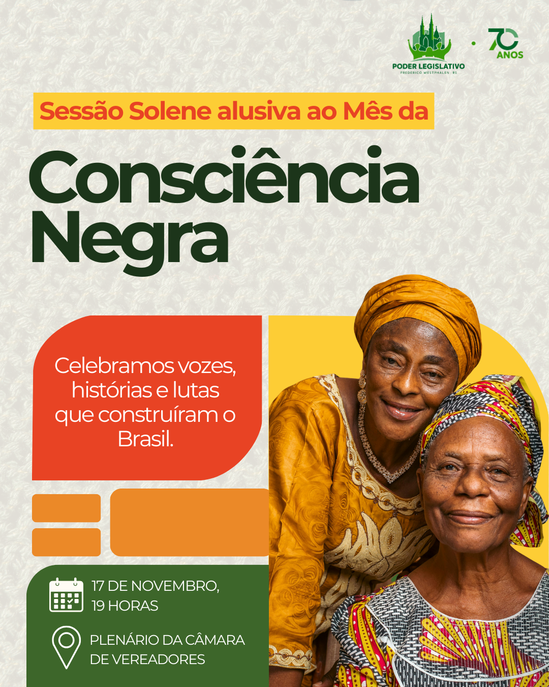 Câmara realizará Sessão Solene em alusão ao Mês da Consciência Negra
