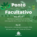 Confira como fica o atendimento na Câmara de Vereadores durante o Carnaval Confira como fica o atendimento na Câmara de Vereadores durante o Carnaval