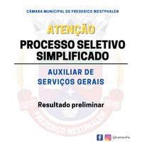 Divulgado resultado do processo seletivo par Auxiliar de Serviços Gerais da Câmara 