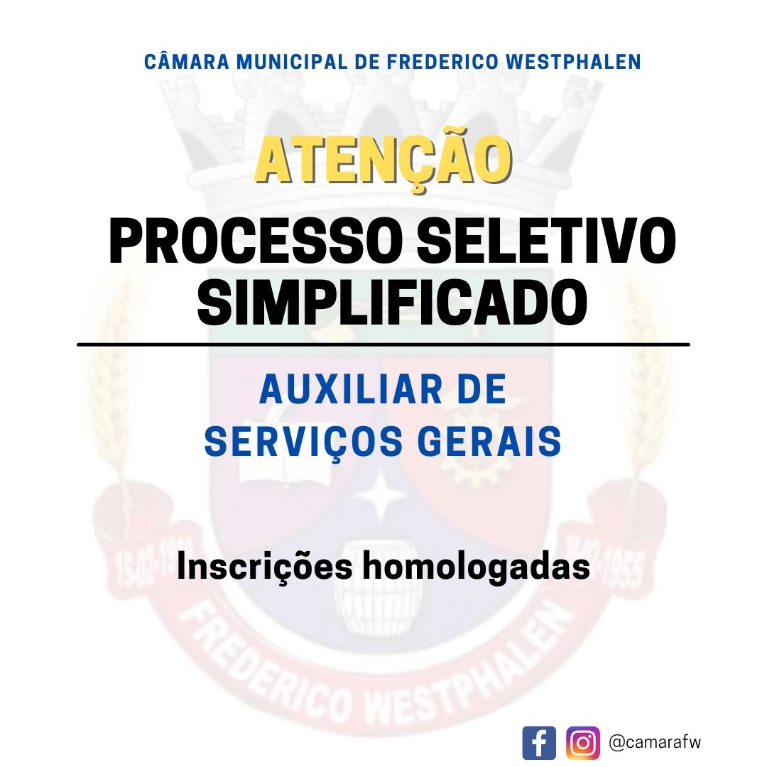 Inscrições homologadas para Auxiliar de Serviços Gerais