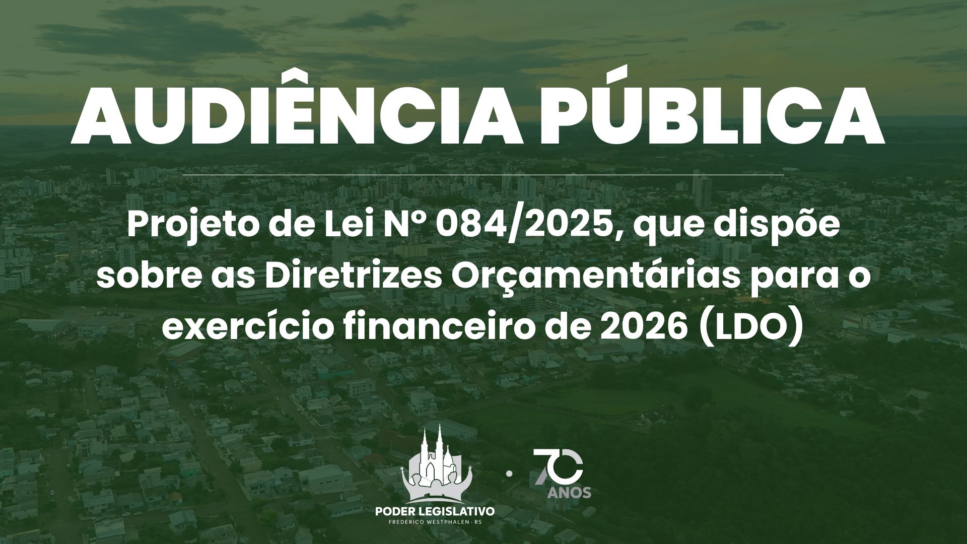 LDO 2026: Câmara realizará audiência pública para debater metas e prioridades orçamentárias do município para o próximo ano