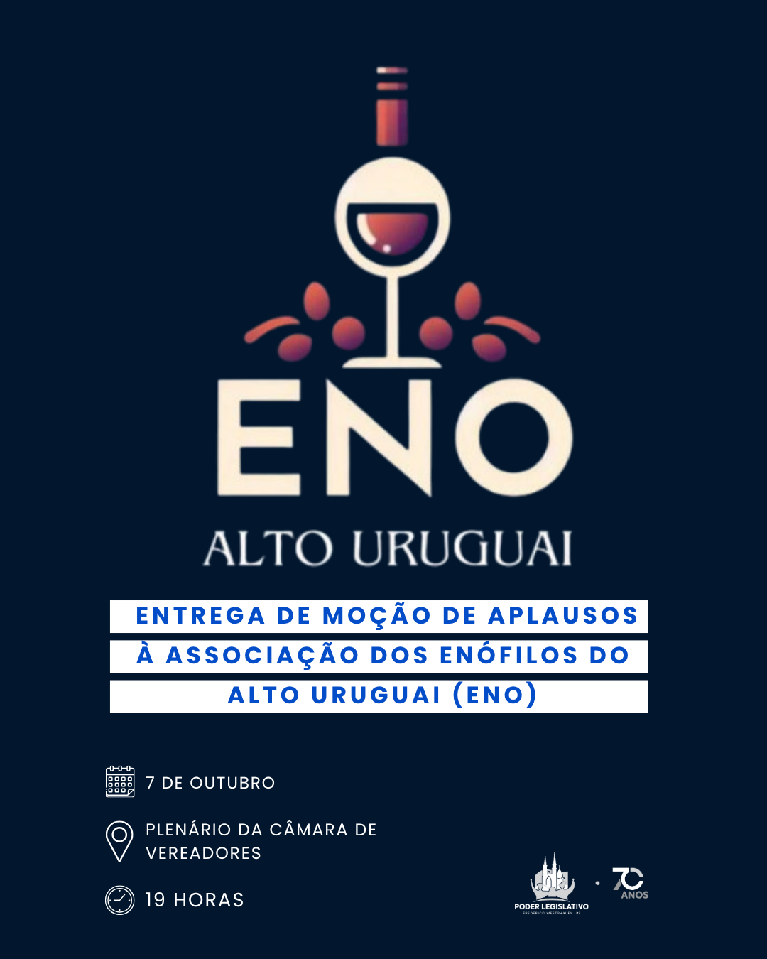 Legislativo homenageará Associação dos Enófilos do Alto Uruguai com Moção de Aplausos