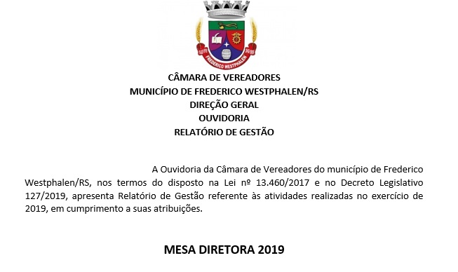 Ouvidoria - Relatório de Gestão 2019