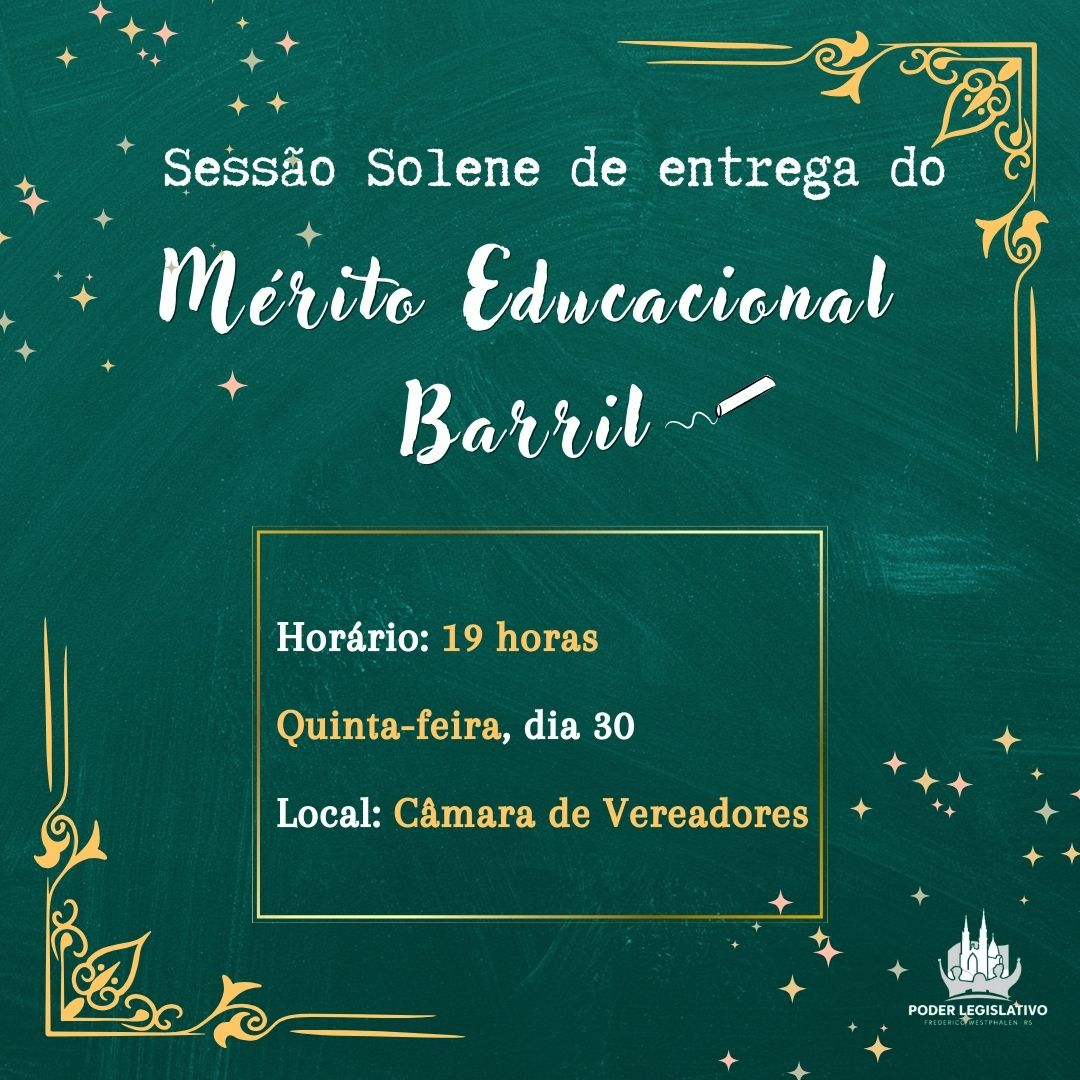 Poder Legislativo entregará Mérito Educacional Barril em Sessão Solene