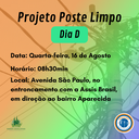 Projeto Poste Limpo: "Dia D" será realizado nesta quarta-feira, 16 Projeto Poste Limpo: "Dia D" será realizado nesta quarta-feira, 16