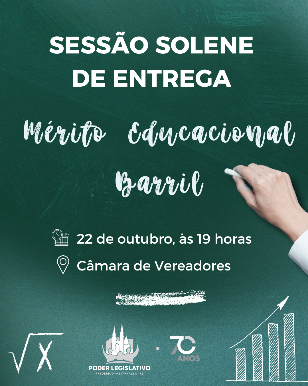 Sessão Solene de entrega do Mérito Educacional Barril 2025 será no dia 22 de outubro