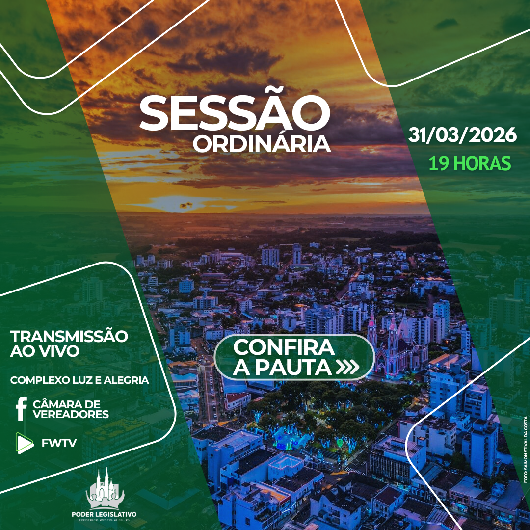 Vereadores votam três projetos na sessão ordinária desta terça-feira, 31